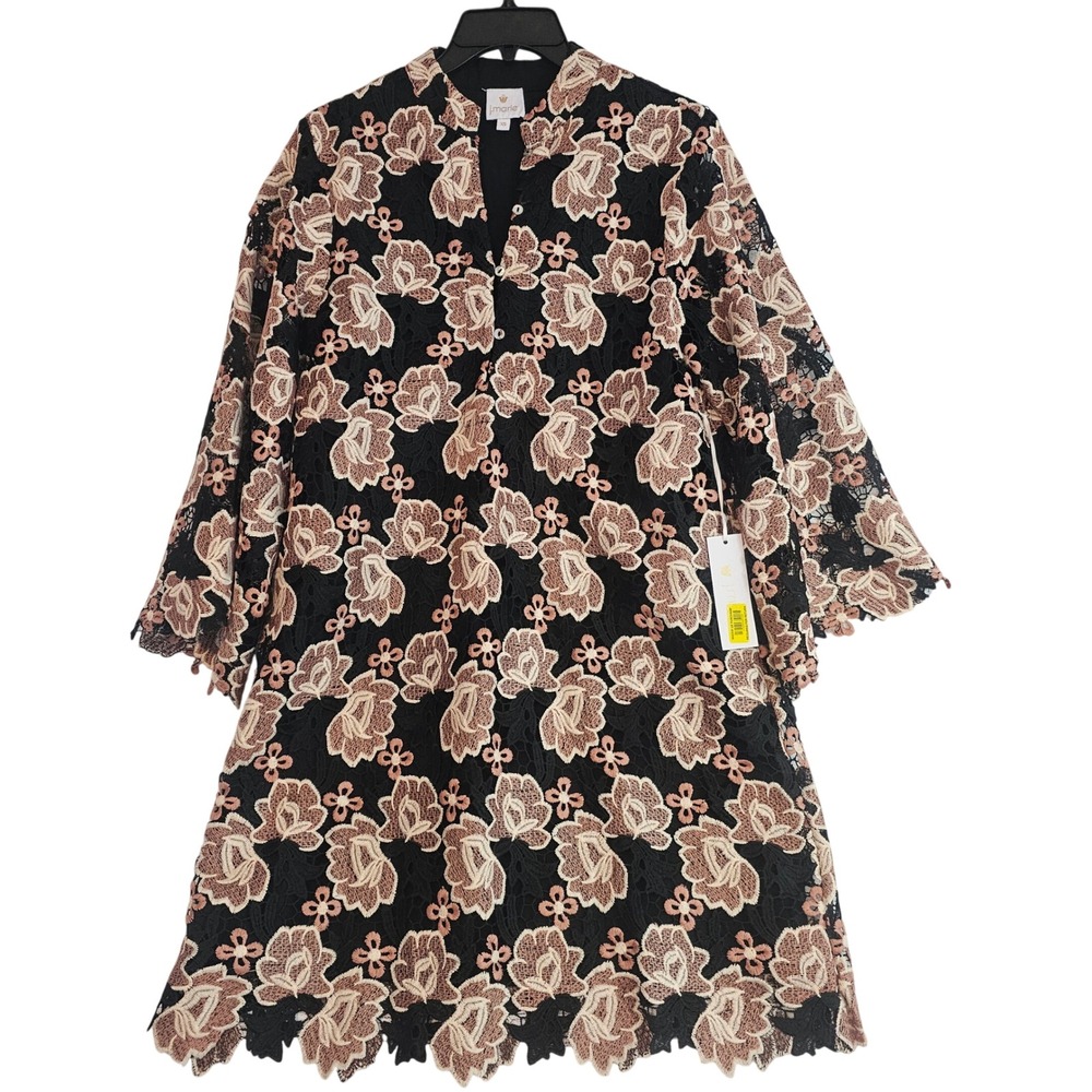 J.Marie XS Talia Floral Lace Dress Tan & Black NWT $172 L909